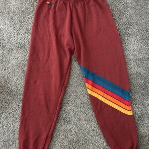Aviator Nation Women’s Maroon Chevron stripe sweatpants